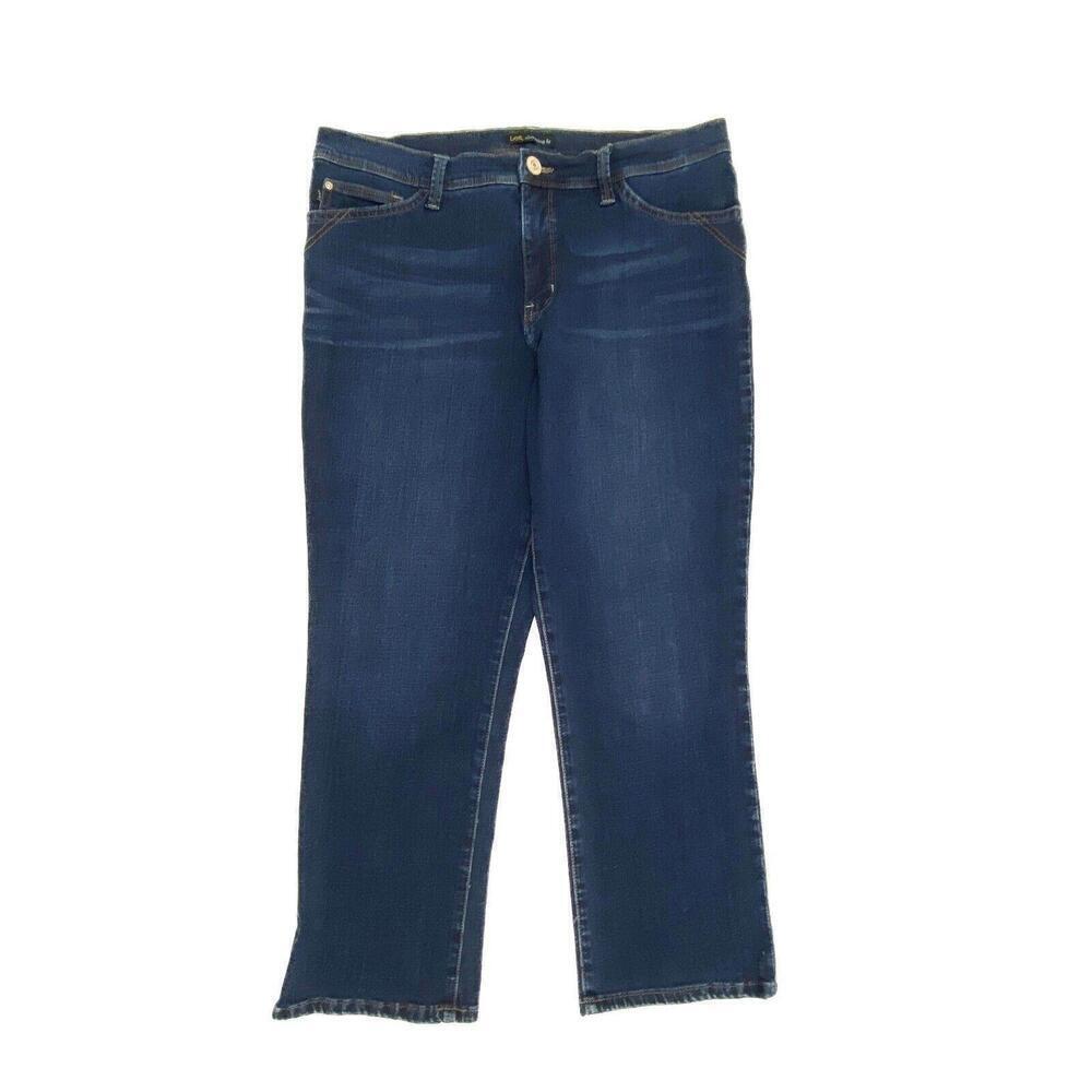 Lee Slimming Fit Crop Jeans Womens 14 Blue Dark Wash Denim Slim Mid Rise